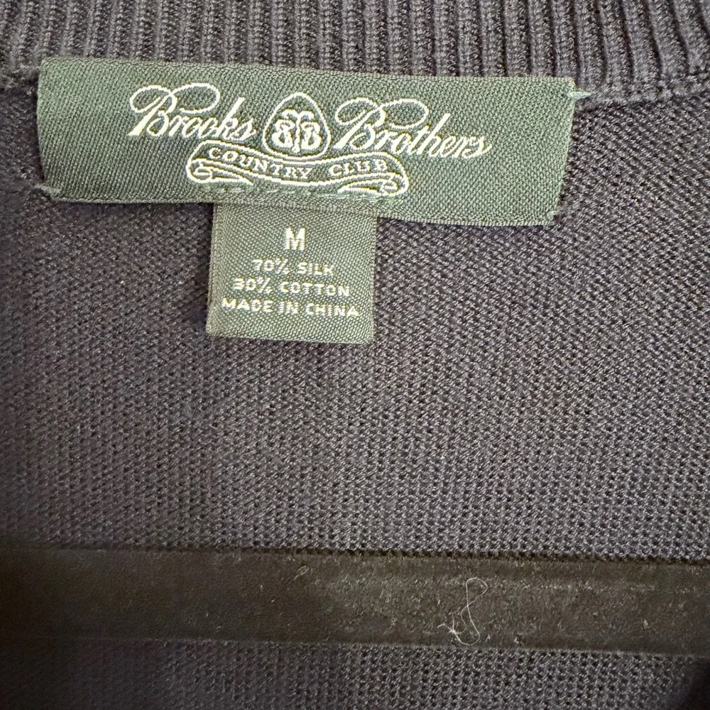 Brooks Brothers Country Club Argyle Sweater Vest Navy Blue Silk Cotton Mens M